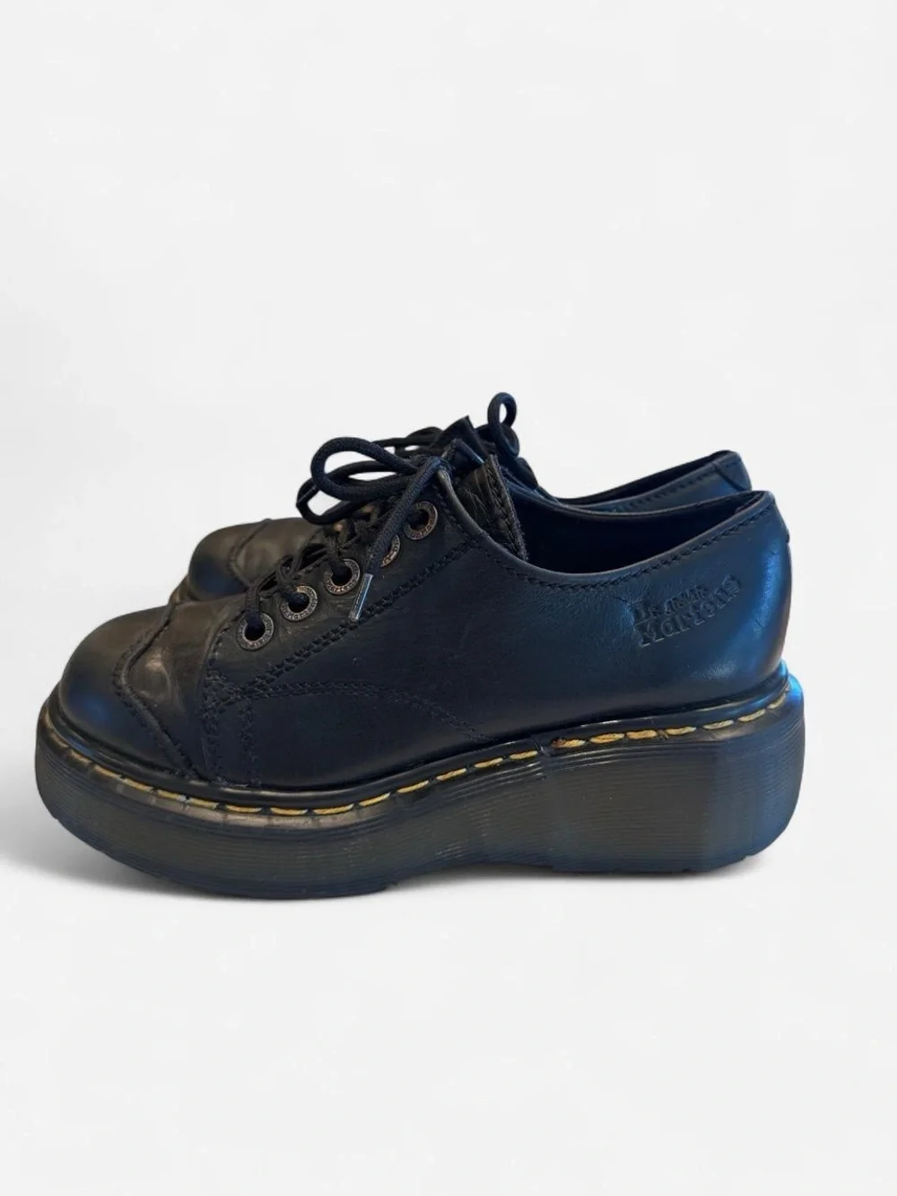 Vintage Dr. Martens 8651 Made in England Black Leather Platform Oxford UK 3